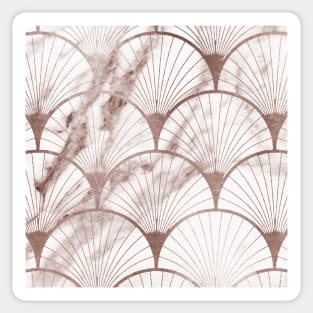 Art Deco pattern - rose gold marble fans Sticker